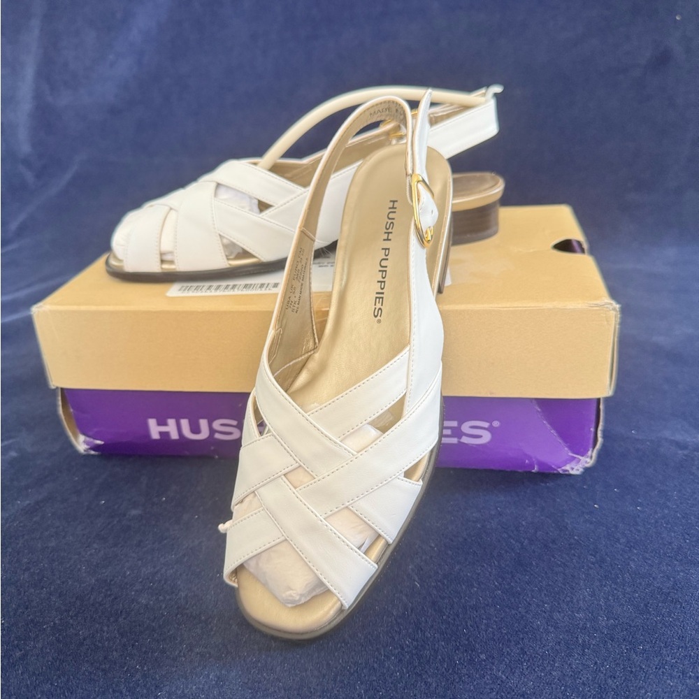 Hush Puppies White Sling back, strappy Sandals